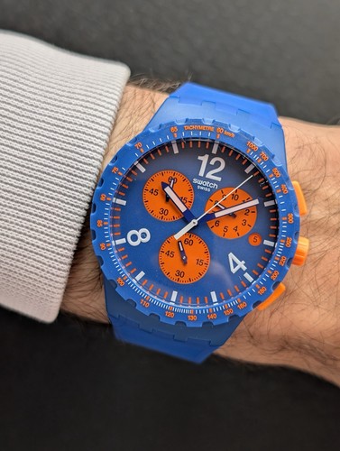 Swatch uhr blau orange - uhr,