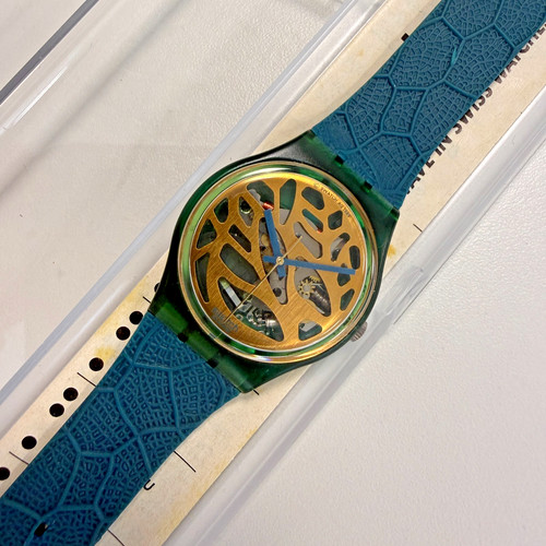 Swatch 1989 blue leaves - ⌚,